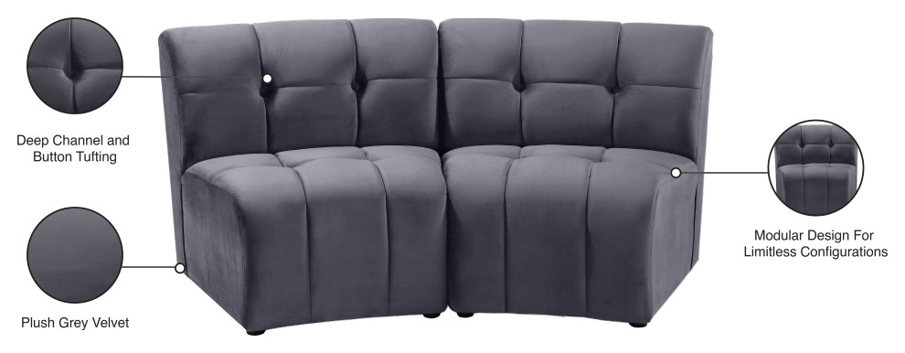 Limitless Modular Velvet 1 Piece Sectional   Transitional   Loveseats   by Meridian Furniture  Houzz