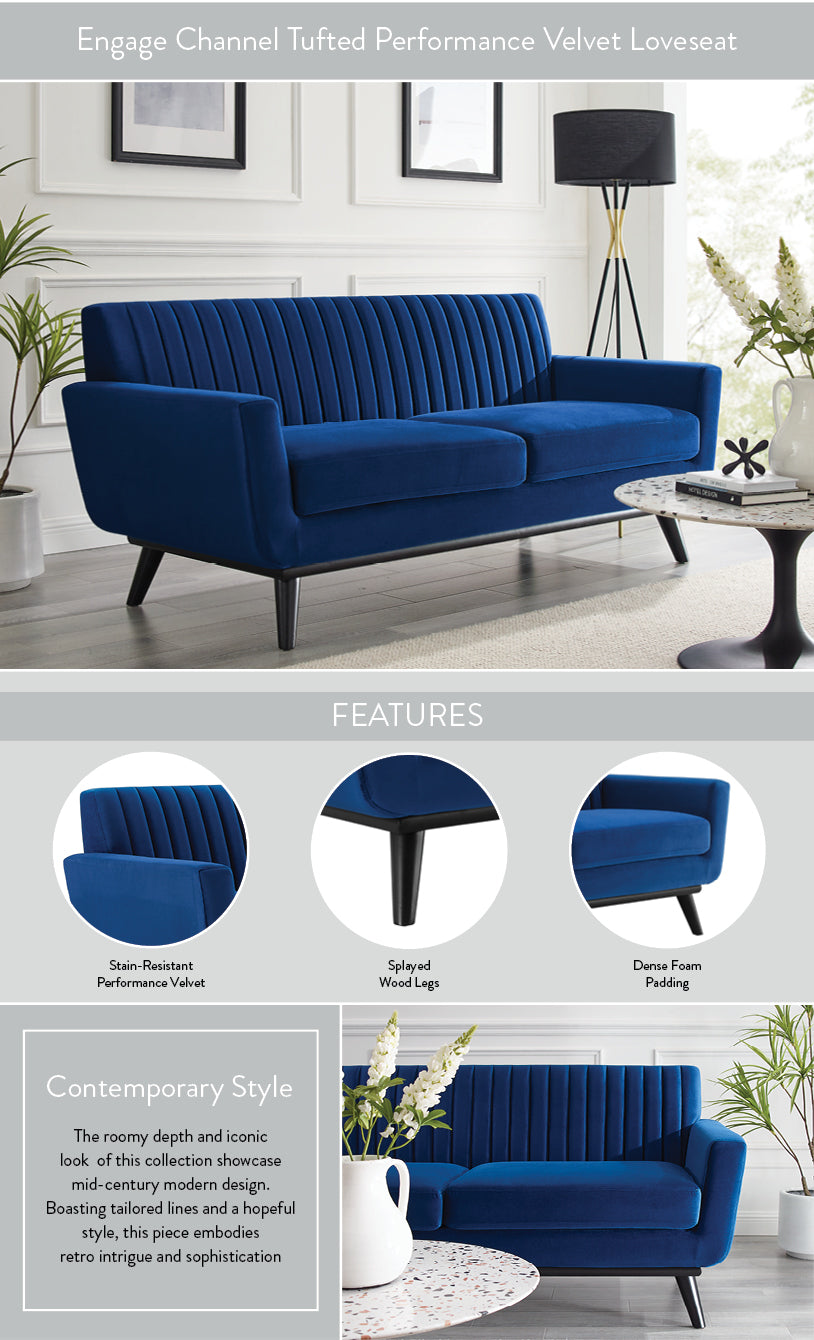 Engage Channel Tufted Performance Velvet Loveseat