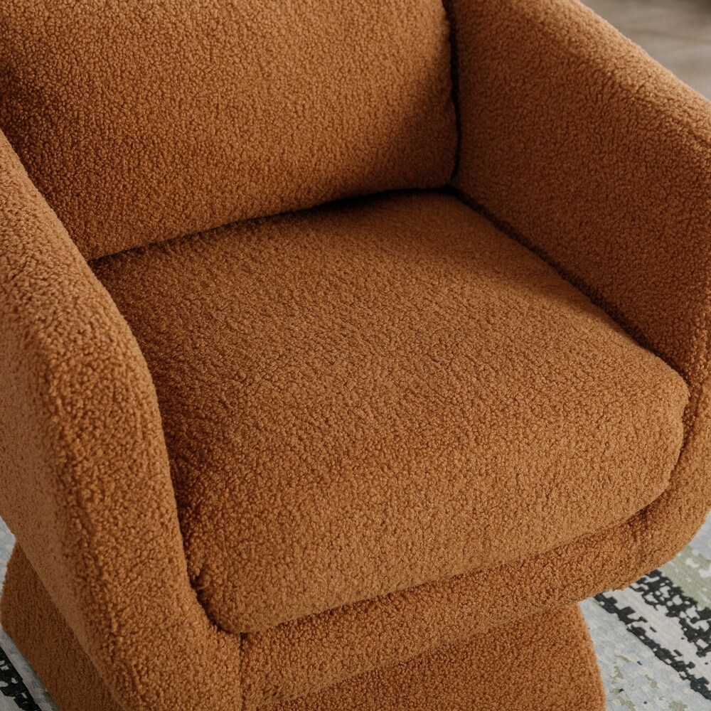 Boucle Upholstered Swivel Accent Arm Barrel Chair for Living Room