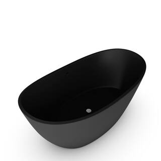 castellousa Manhattan 64.17 in. Solid Surface Stone Resin Flatbottom Bathtub in Matte Black CB-GM-8016-B