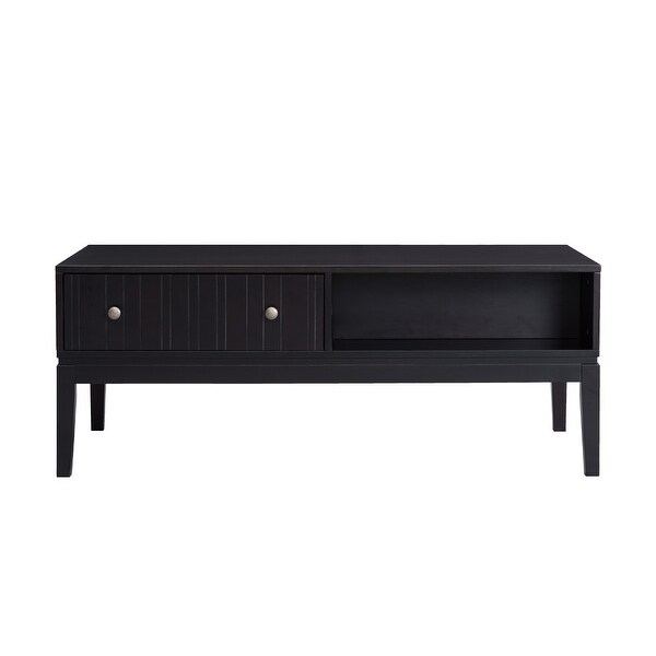 Black Coffee Table with Storage Shelf and 2 Drawers