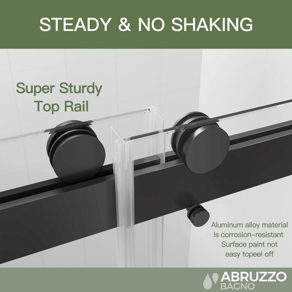 Abruzzo 60 in. W x 76 in. H Double Sliding Frameless Shower Door with 0.39 in. Clear Glass and Buffer Function Matte Black 22D02-60MB