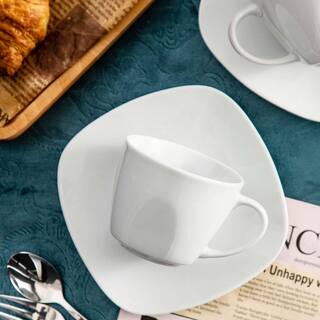 MALACASA Elisa 7.4 oz. White Porcelain EspressoCappuccino Cups and Saucer Sets ELISA-6CPS