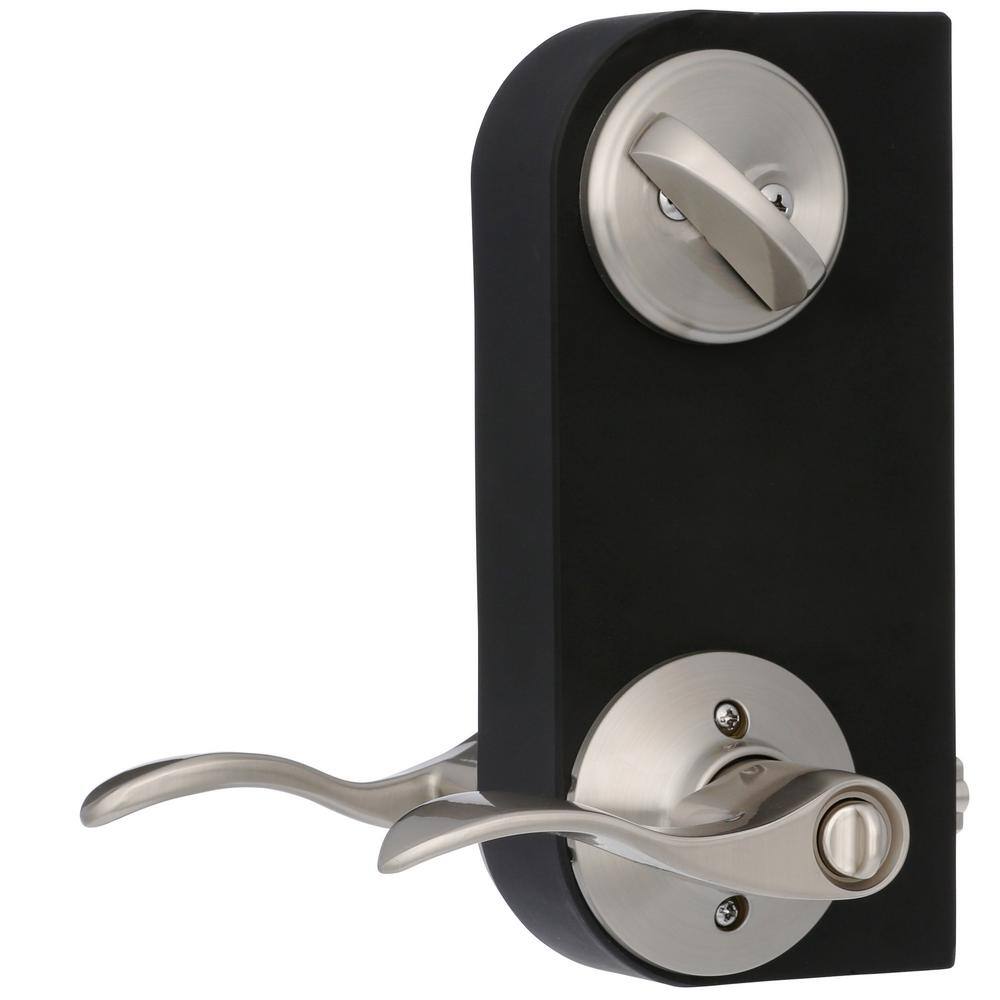 Schlage Accent Satin Nickel Single Cylinder Deadbolt and Keyed Entry Door Handle Combo Pack FB50N V ACC 619