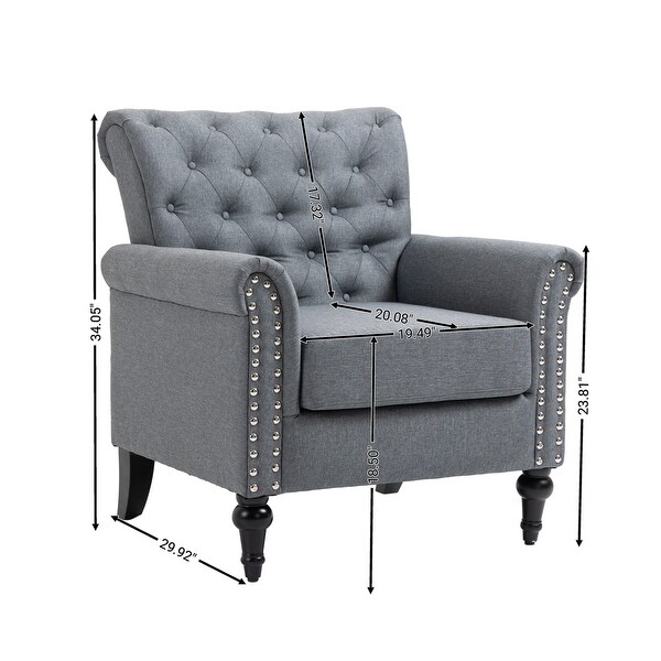 Linen Upholstered Tufted Back Accent Chair