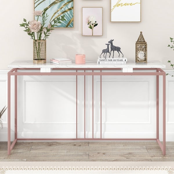 MDF Top Console Table with Metal Frame for Entryway， Hallway