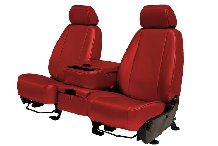 CalTrend Rear 60/40 Split Bench Carbon Fiber Seat Covers for 2011-2014 Toyota Sienna - TY439-02FA Red Insert and Trim