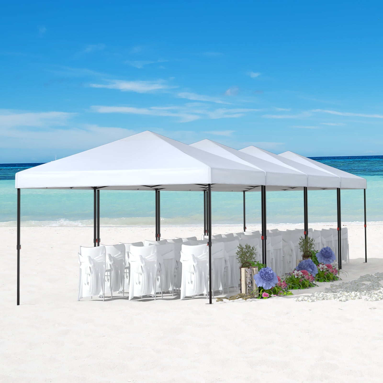 HEMBOR 10 x 10ft Outdoor Pop up Canopy Tent W/ 1-Button Push