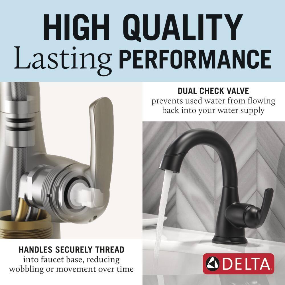 Delta Broadmoor Single Hole Single-Handle Bathroom Faucet with Pull-Down Sprayer in Matte Black 15765LF-BLPD