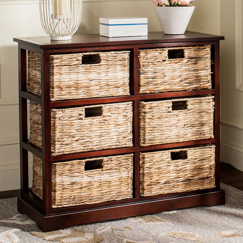 Safavieh Keenan Wicker Basket Storage Cabinet