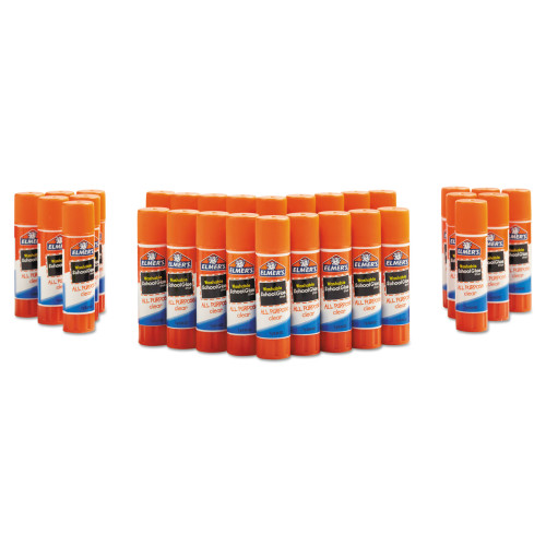 Elmer's Washable School Glue Sticks， 0.24 oz， Applies and Dries Clear， 30/Box (E556)