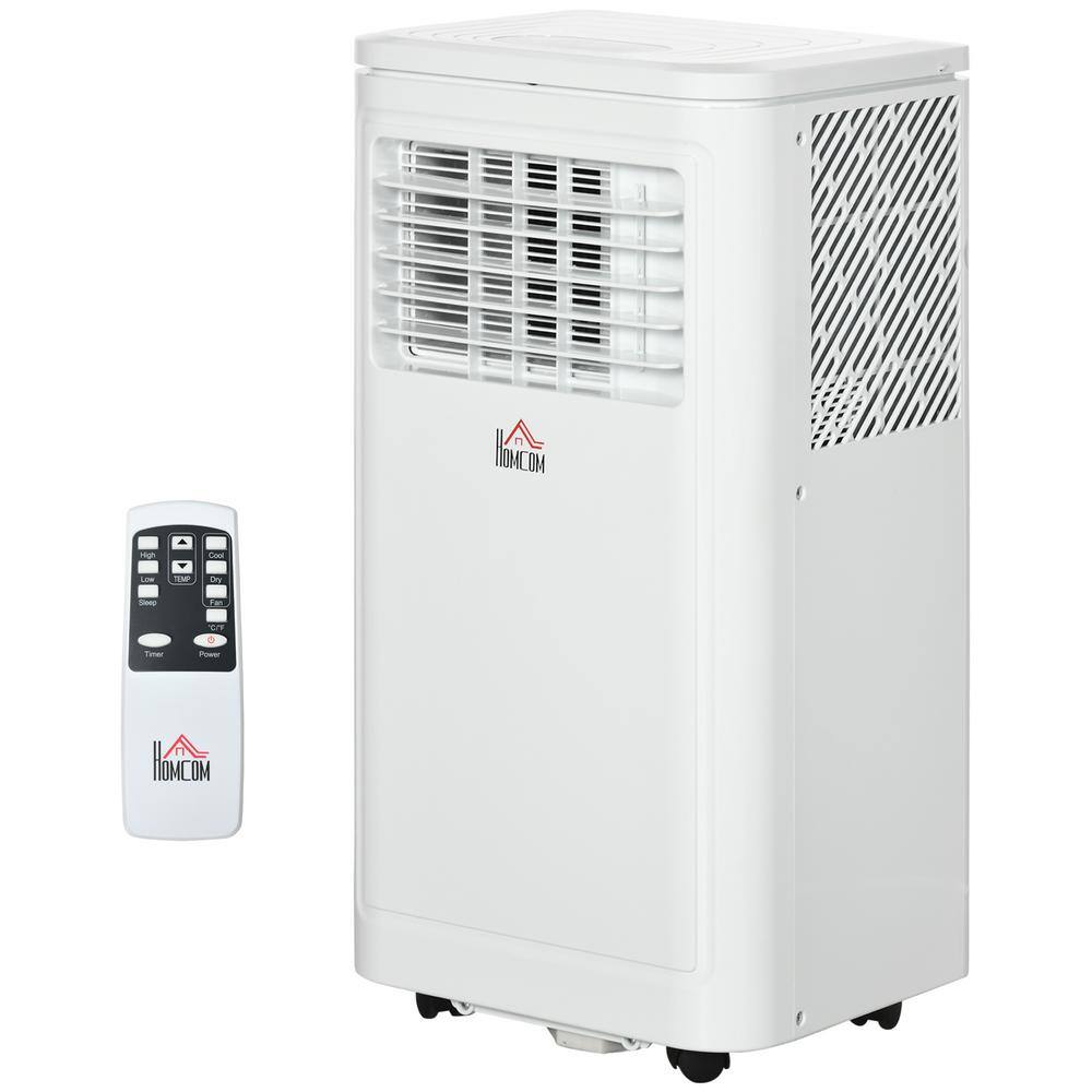 HOMCOM 10000 BTU Portable Air Conditioner Fan with Remote for Rooms Up to 170 Sq. Ft. with Dehumidifier Fan Wheels White 823-041V81CW