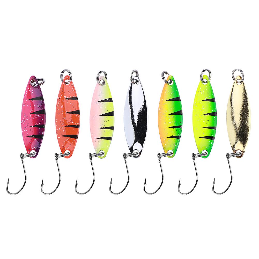 7pcs Multicolor Sequin Single Hook Metal Artificial Spoons Lure Bait Fishing Tackle