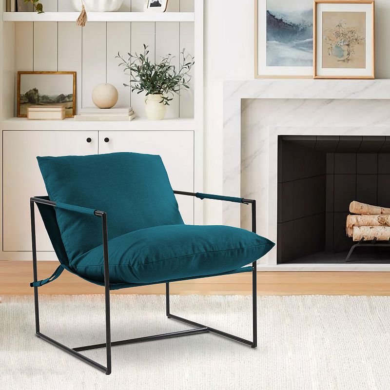 Unikome Modern Style Upholstered Sling Accent Chair with Metal Frame