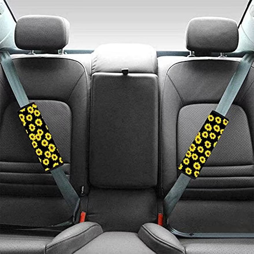 Pzuqiu Cute Aqua Dolphin Stretchy Automotive Steering Car Covers + Safety Belt Strap Shoulder Pad + Front Back Car Seat Covers Set of 4 for Car SUV Truck Women Men Full Set Universal Fit