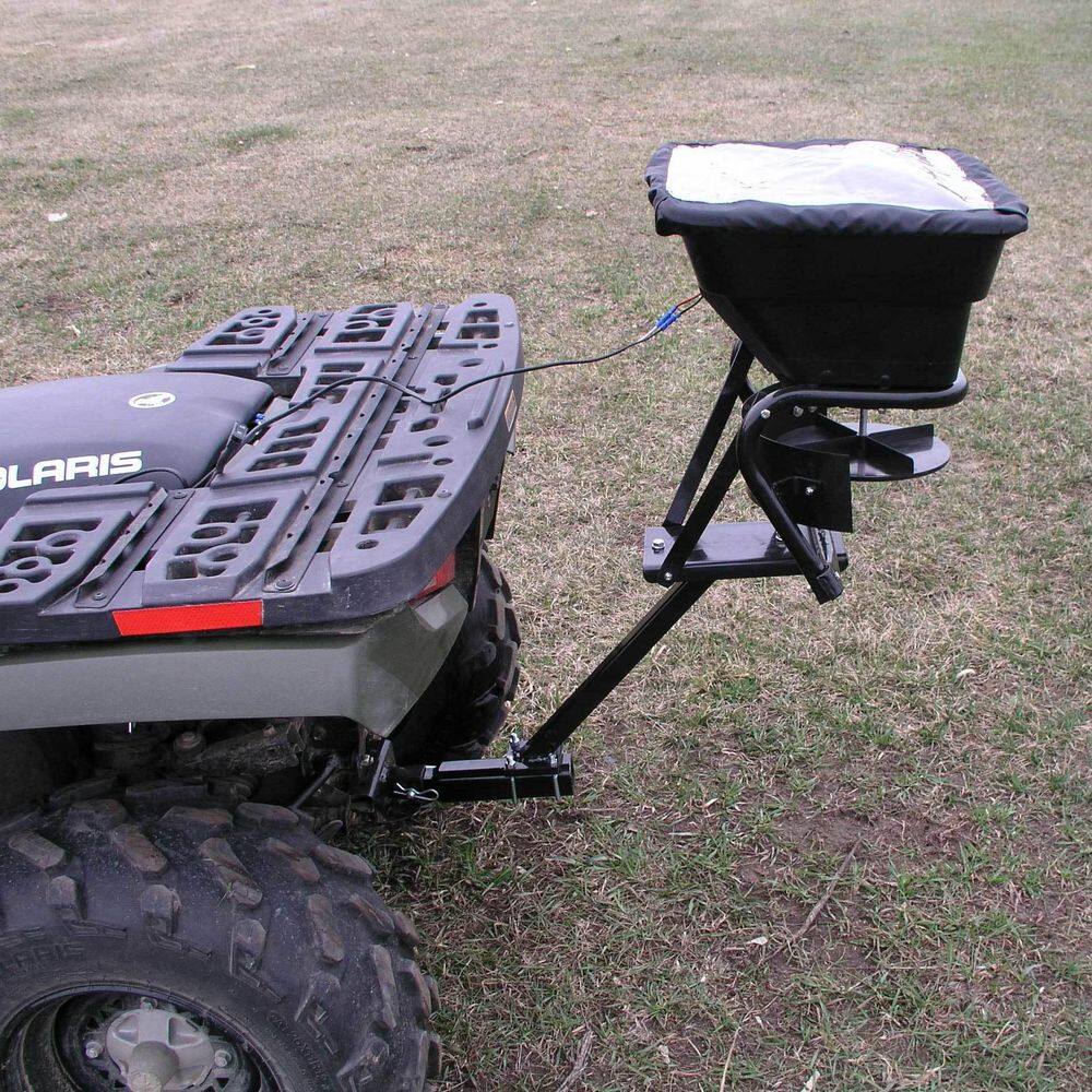 Field Tuff 12-Volt ATV Hitch Mount Receiver 80 lbs. Grass Seed Broadcast Fertilizer Spreader AS-80ATV12