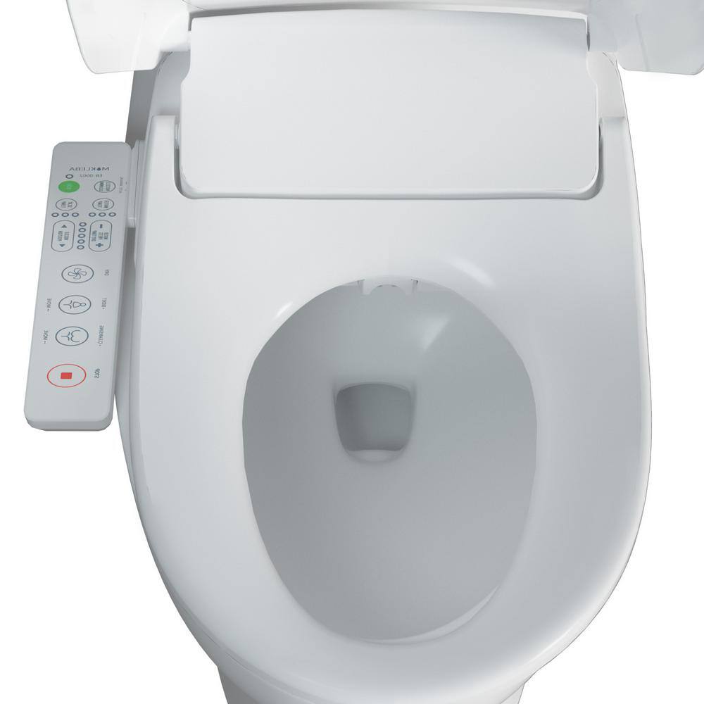 Mokleba Electric Heated Bidet Seat for Elongated Toilets in White with Memory Function BTMKEBCO002