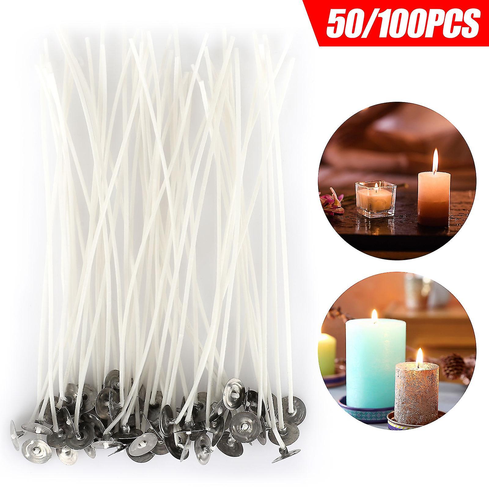 100pcs 6in Natural Cotton Candle Wicks， Tsv Pre-waxed  Smoke Candle Wicks For Candles Making， Lead-free， Non-toxic， Luminous， Long-lasting Storage