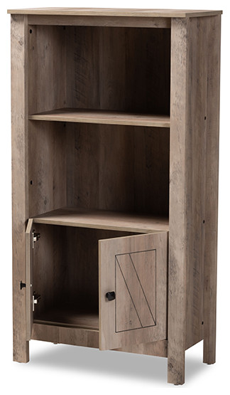 Aliza Rustic Oak Finish Wood 3 Tier Bookcase   Farmhouse   Bookcases   by Baxton Studio  Houzz