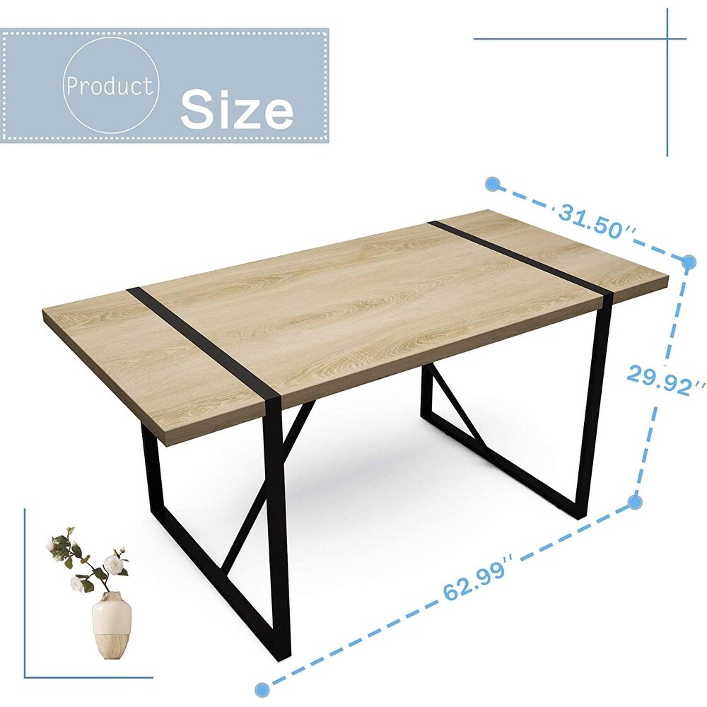 Rectangular Kitchen Table  Industrial Style Dining Table with Wood Tabletop and Metal Frame for Home Office Dining Room