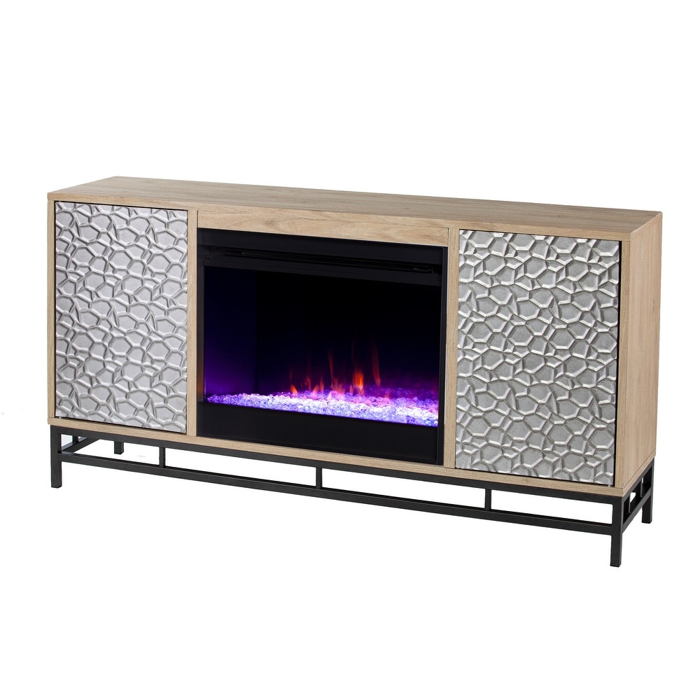 SEI Furniture Ausborne Electric Fireplace w/ Media Storage   Natural