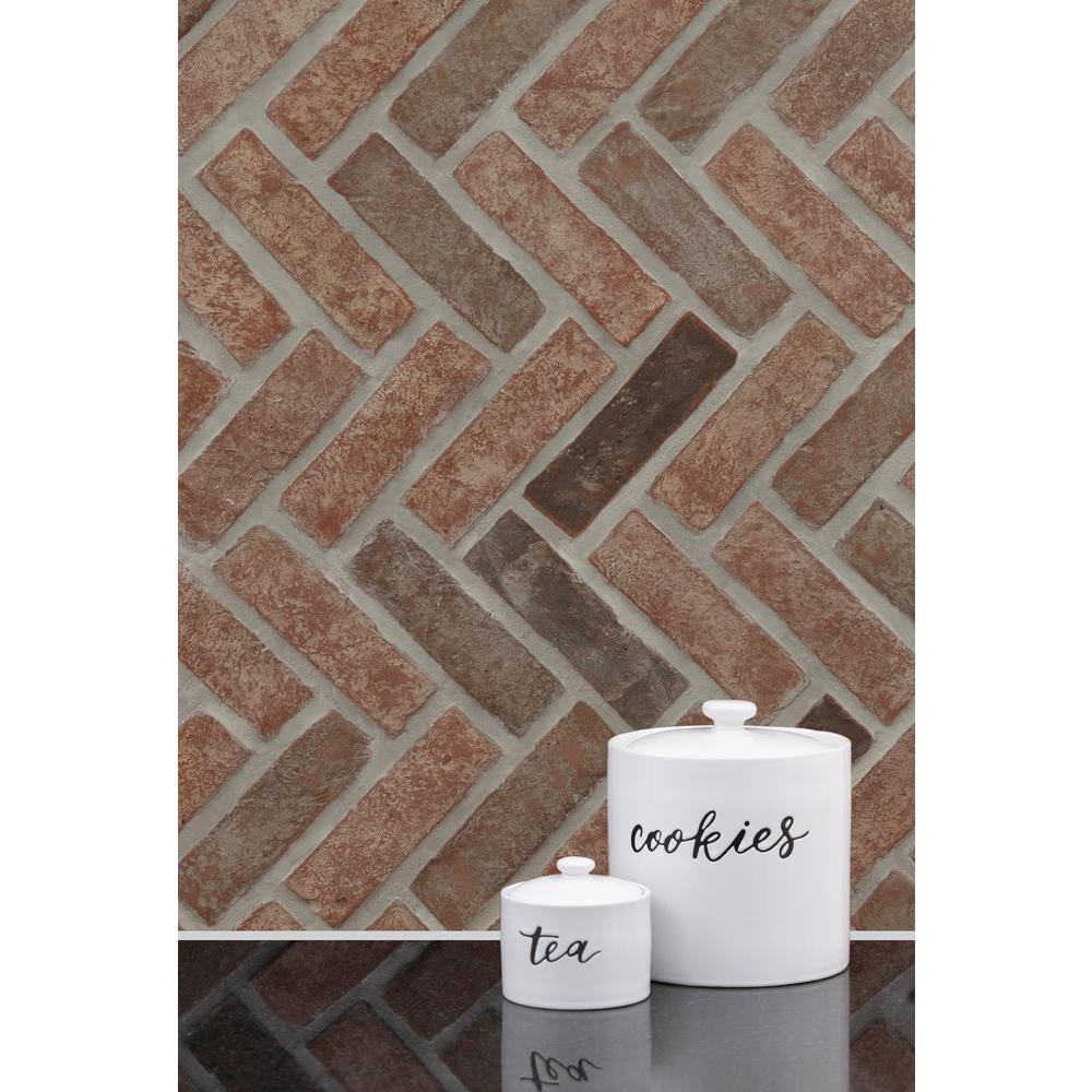 MSI Noble Red Clay 12.5 in. x 25.5 in. Brick Herringbone Mosaic Floor and Wall Tile (8.7 sq. ft.Case) CLAHB-NOBRED2X7