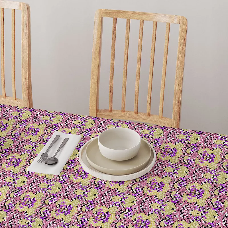 Square Tablecloth， 100% Cotton， 52x52， Floral 108