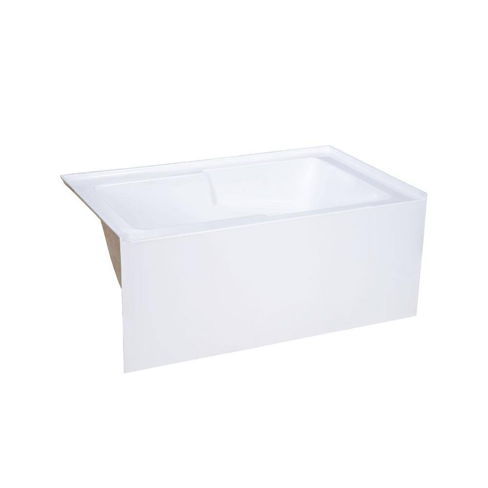 Swiss Madison Voltaire 54 in. x 30 in. Acrylic White Alcove Integral Armrest Left-Hand Drain Apron Rectangular Bathtub in White SM-AB549