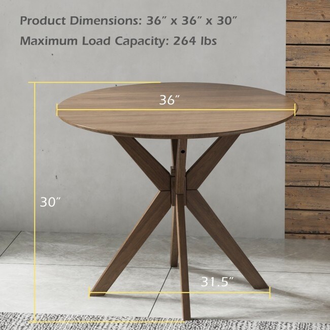 35 Inch Modern Round Wood Dining Table with Solid Legs   36\