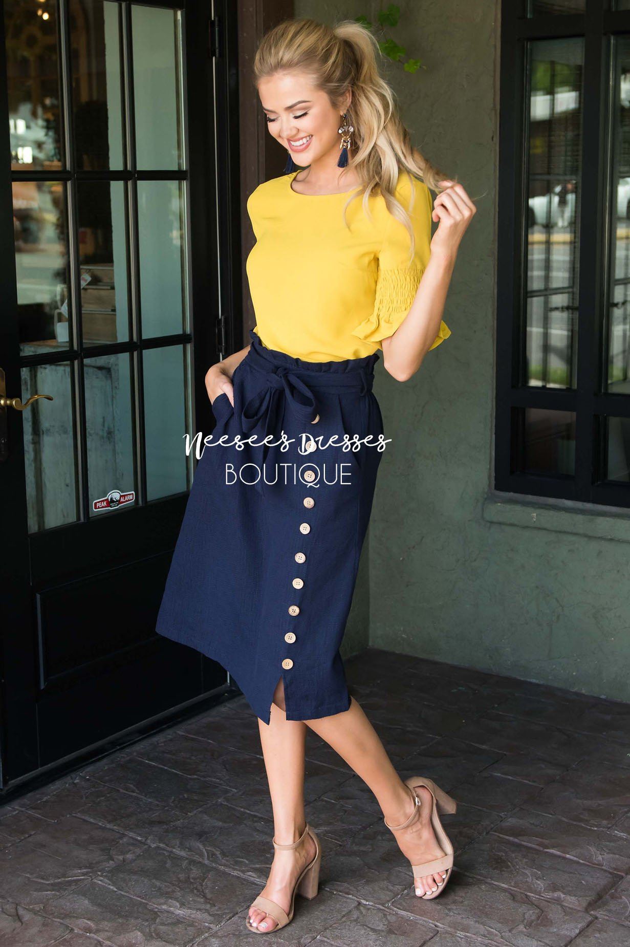 Lets Meet For Brunch Button Skirt