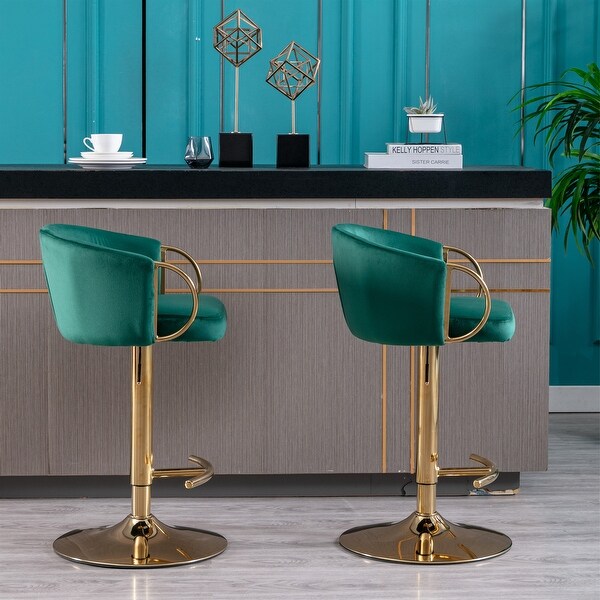 Bar Stools Swivel Height Adjustable Velvet Bar Stool (Set of 2) - 20.47