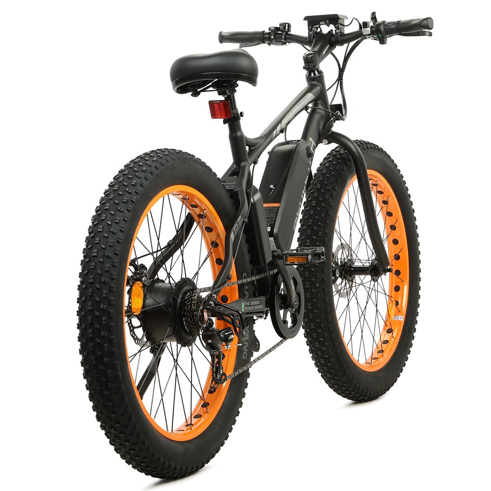 Ecotric Cheetah All Terrain Anti-Skid Fat Tire Beach Snow Electric Bike w/ 500W Brushless Motor For Long Lifespan, Dual Disk Brakes For Safety and Powerful Braking