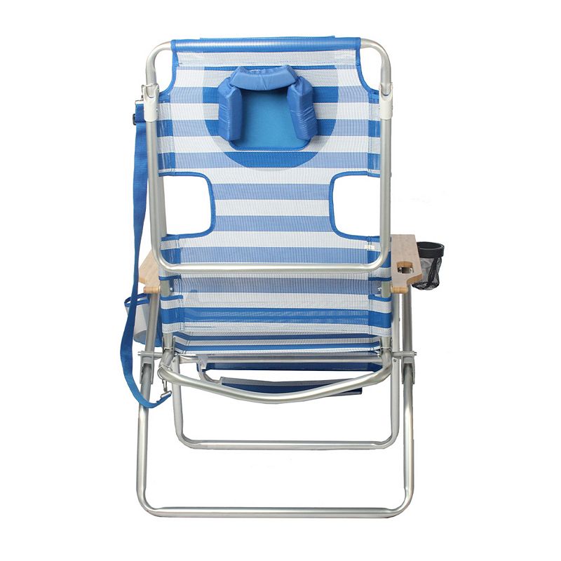 Ostrich 3-N-1 Altitude 16 Inch High Outdoor Reclining Beach Lounge Chair， Blue