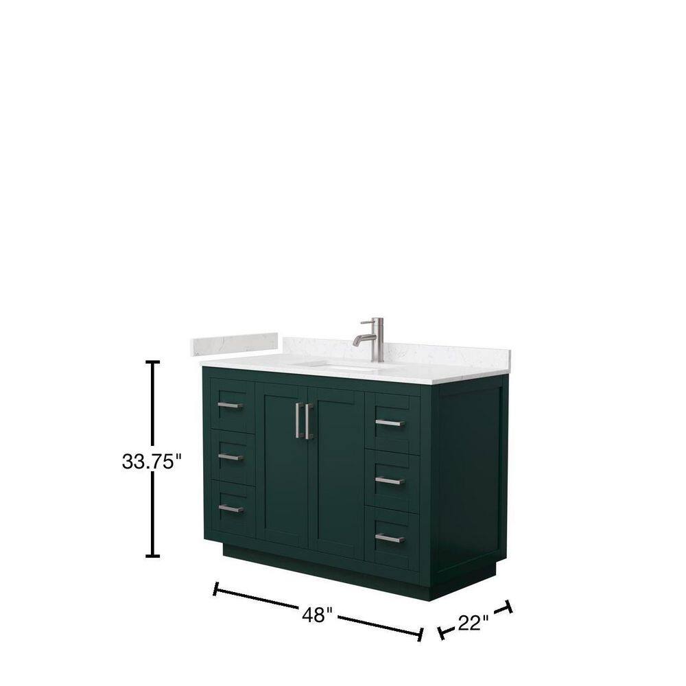 Wyndham Collection Miranda 48 in. W x 22 in. D x 33.75 in. H Single Bath Vanity in Green with Carrara Cultured Marble Top WCF292948SGEC2UNSMXX