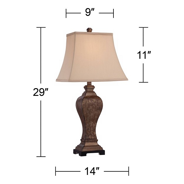 Tall Curved Urn Traditional End Table Lamp Brown Bronze Finish Single Living Room Bedroom Bedside Nightstand House Office