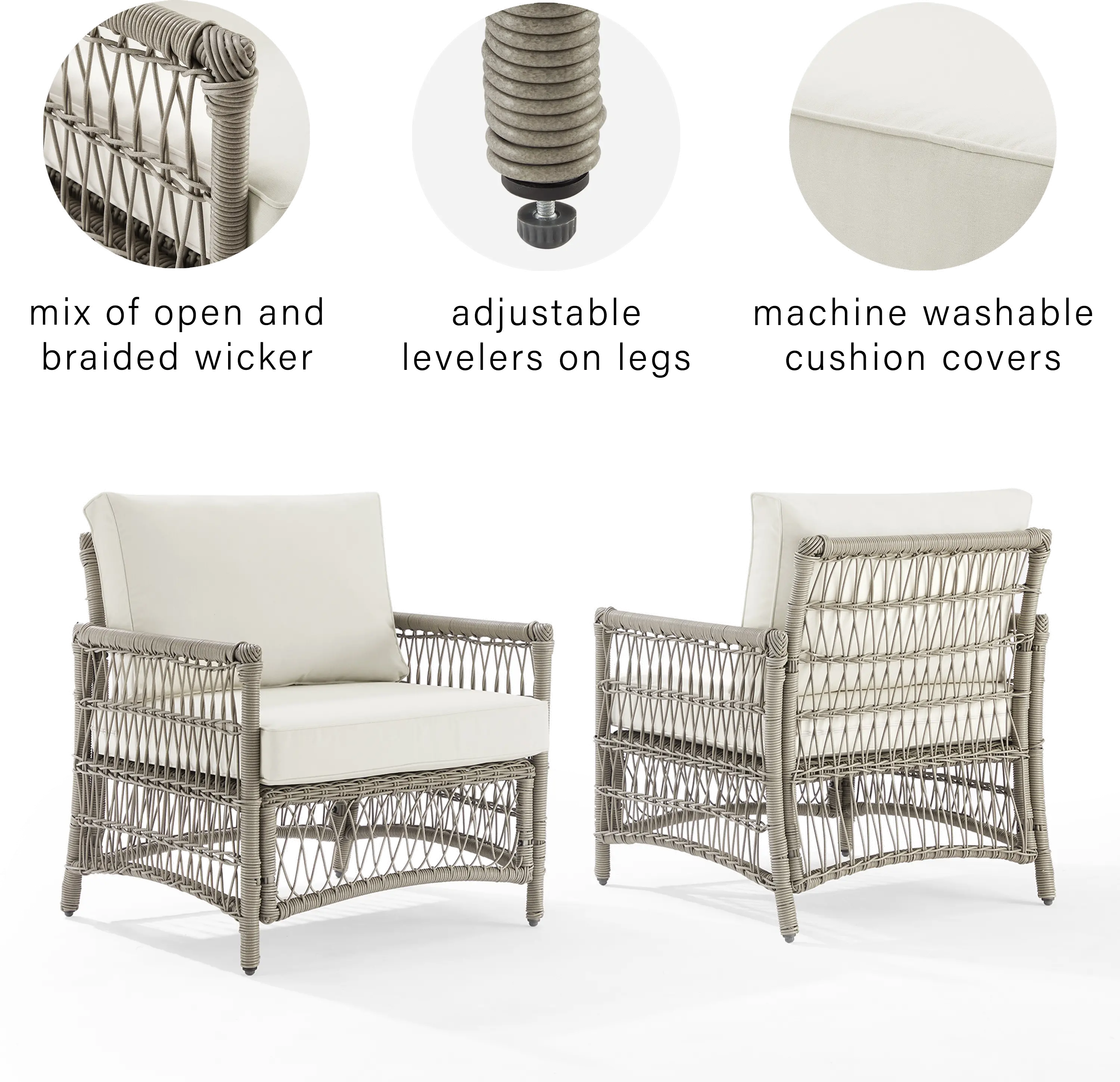 Thatcher 2 Piece Outdoor Wicker Armchair Set