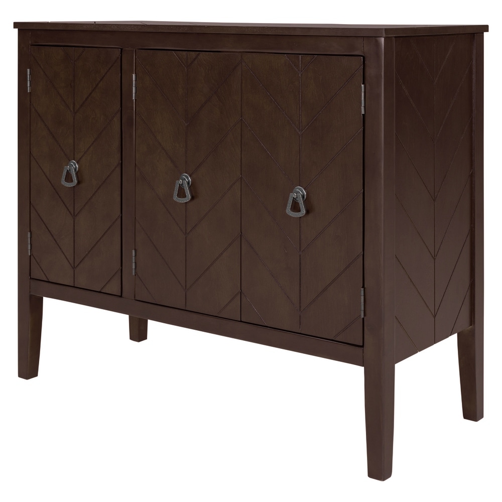 Modern Accent Storage Cabinet Wooden Cabinet with Adjustable Shelf and Metal Handles for Entryway  Living Room  Bedroom