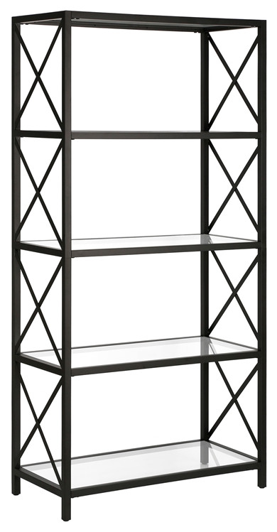 Henn ampHart 30 quotBlackened Bronze Metal/Glass Bookcase   Transitional   Bookcases   by Homesquare  Houzz