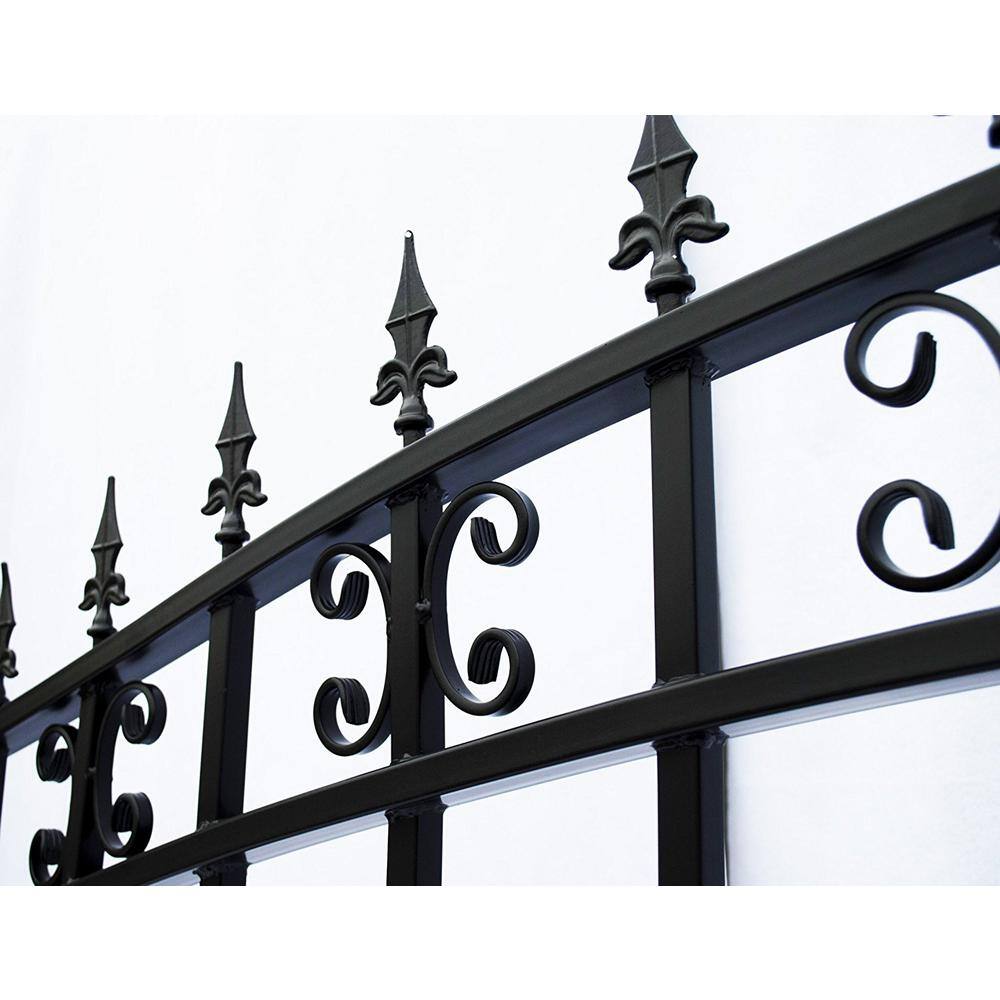 ALEKO St. Louis 14 ft. x 6 ft. Black Steel Single Swing Driveway Fence Gate DG14STPSSW-HD