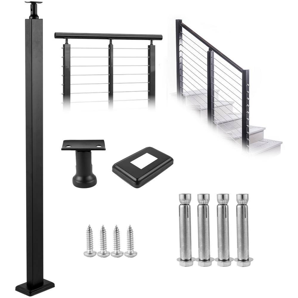 VEVOR Cable Railing Post 42 in. x 0.98 in. x 1.97 in. Stair Railing Kit without Hole Deck Railing w Mount Bracket for Balcony LGZH106.72.550FR7V0