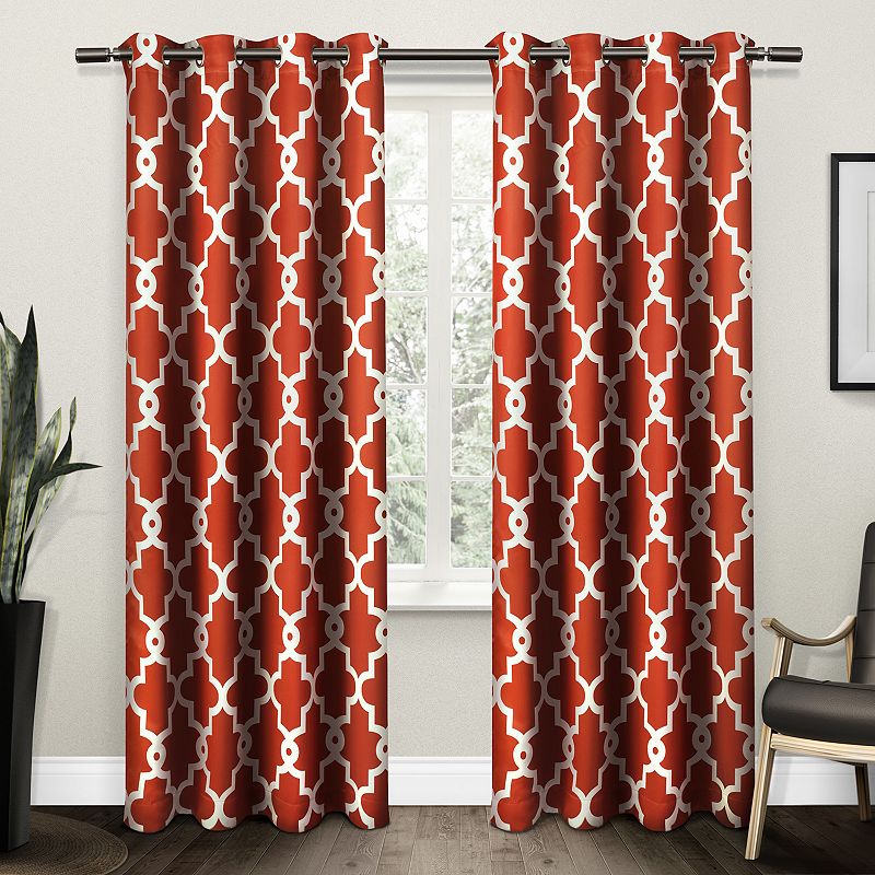 Exclusive Home 2-pack Ironwork Sateen Woven Blackout Window Curtains