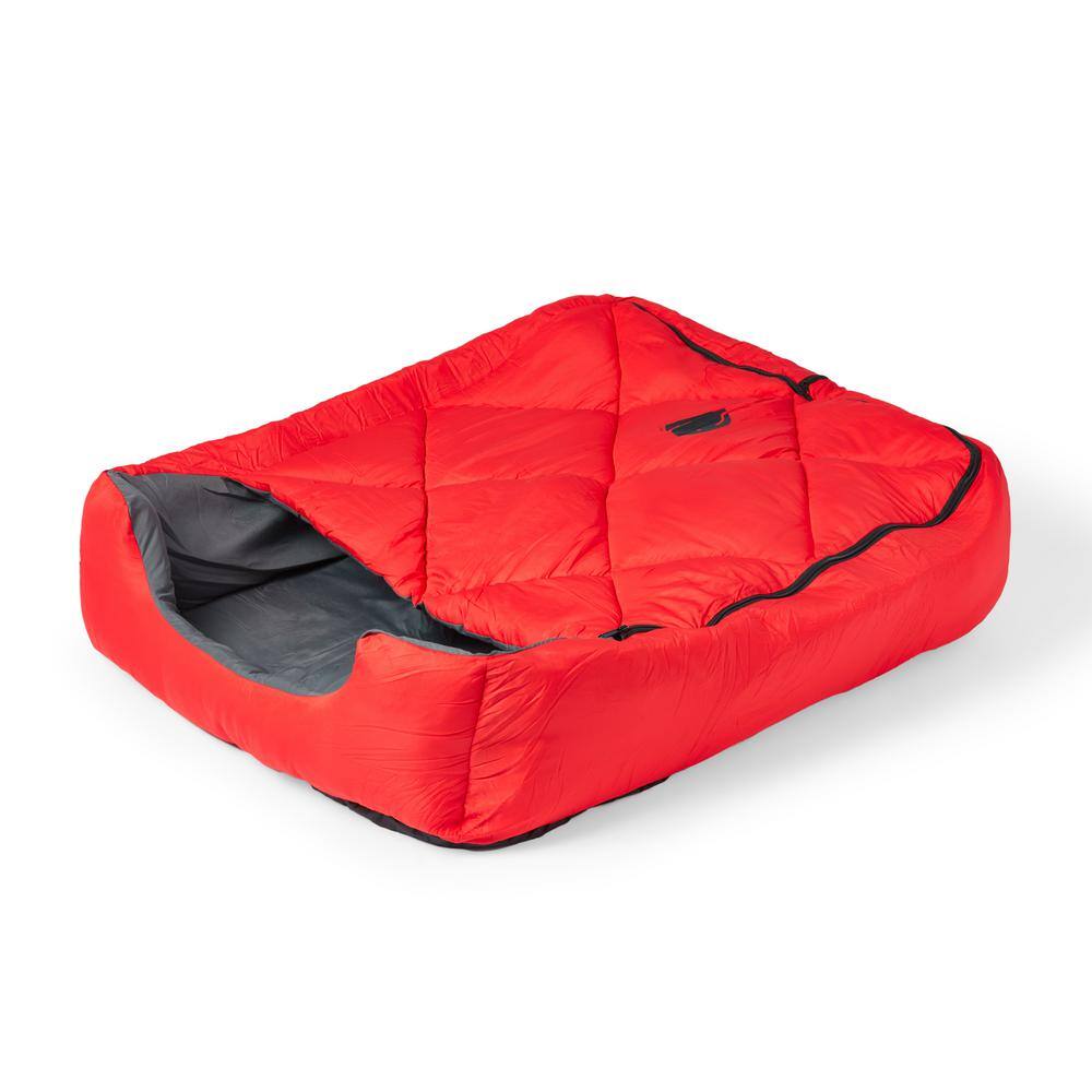 OmniCore Designs 40 in. x 30 in. x 12 in. Pet Sleeping Bag with Zippered Cover and Insulation Use as Pet Beds or Pet Mats LGRed 850008244216