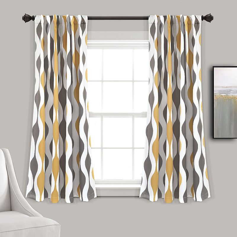 Lush Decor Mid Century Geo Room Darkening Window Curtains Set