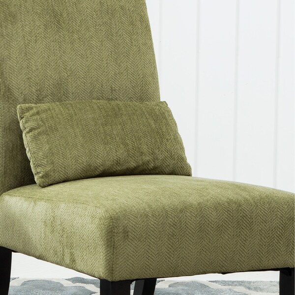 Porch and Den Vista Armless Chenille Accent Chair w/ Kidney Pillow