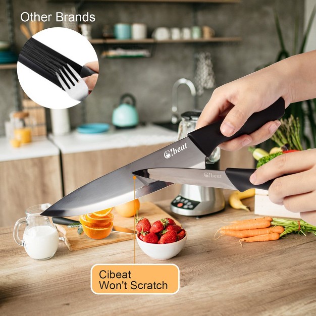 Black Kitchen Knife Set Of 6 Stainless Steel Knife Set With Blade Protective Knife Sheath