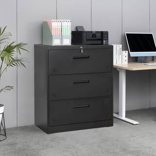 Aoibox Black 4-Drawer 40 in H x 35 in W x 18 in D Metal Steel Lateral File Cabinet for LegalLetter A4 Size SNSA08IN031