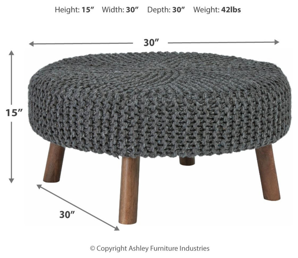 Jassmyn Charcoal Oversized Accent Ottoman   Midcentury   Footstools And Ottomans   by Ashley Furniture Industries  Houzz