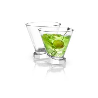 JoyJolt Aqua Vitae 8.1 oz. Off Base Octagon Martini Glasses (Set of 2) AQ10157