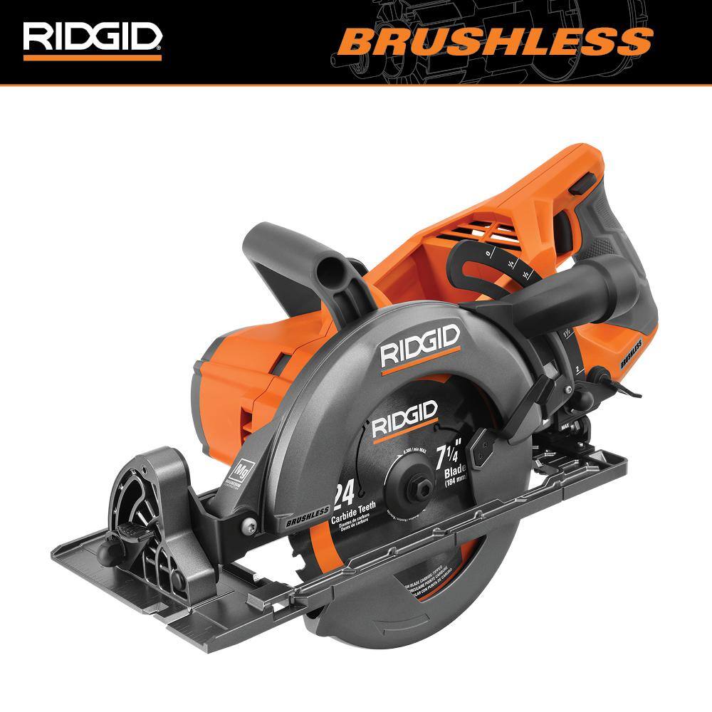 RIDGID 18V Brushless Cordless 7-14 in. Rear Handle Circular Saw (Tool Only) R8658B