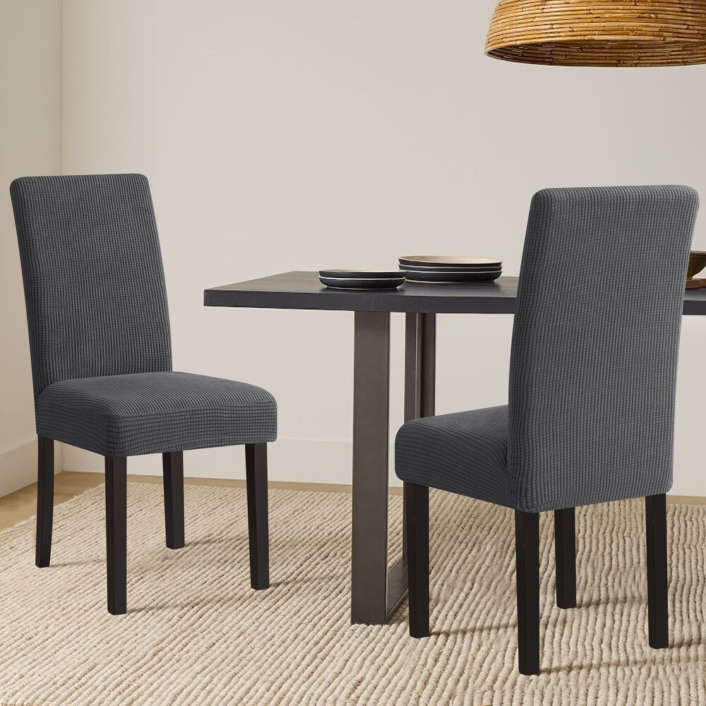 CHUN YI Elastic Textured Grid Dining Chair Slipcover